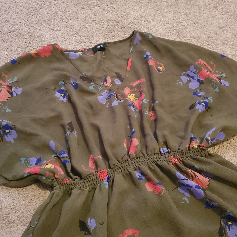 Mossimo Floral Print Flounce Blouse